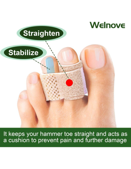 Welnove 6 Piezas Corrector de Dedo en Martillo y Vendajes