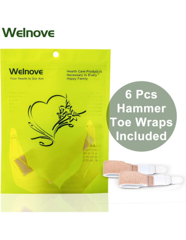 Welnove 6 Piezas Corrector de Dedo en Martillo y Vendajes
