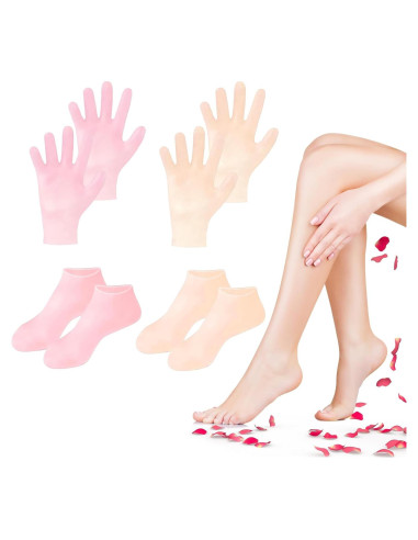 Juego de 4 Pares de Calcetines y Guantes Hidratantes TEAWOO