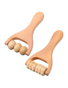 Rodillo de Masaje de Madera HekouJiub 15.5cm 2 Piezas