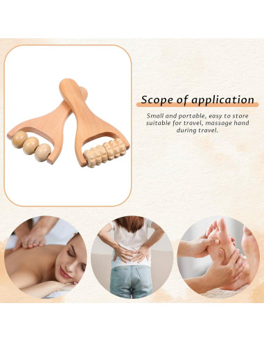 Rodillo de Masaje de Madera HekouJiub 15.5cm 2 Piezas