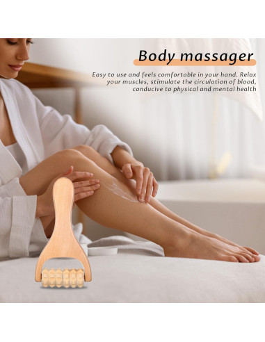 Rodillo de Masaje de Madera HekouJiub 15.5cm 2 Piezas