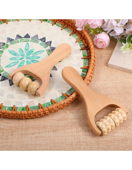 Rodillo de Masaje de Madera HekouJiub 15.5cm 2 Piezas