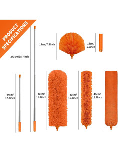 Kit de Limpieza Hohoky: Plumero Telescópico 279.4 cm 7 Piezas 2