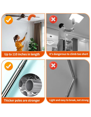 Kit de Limpieza Hohoky: Plumero Telescópico 279.4 cm 7 Piezas