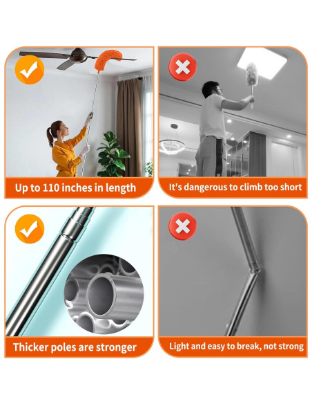 Kit de Limpieza Hohoky: Plumero Telescópico 279.4 cm 7 Piezas