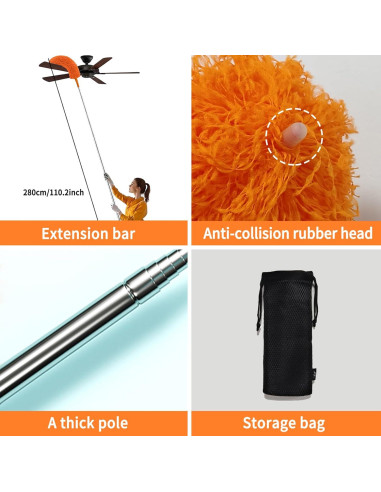 Kit de Limpieza Hohoky: Plumero Telescópico 279.4 cm 7 Piezas