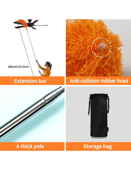 Kit de Limpieza Hohoky: Plumero Telescópico 279.4 cm 7 Piezas