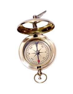 Brújula de Bronce Hecha a Mano con Caja de Madera - 6.35 cm 2