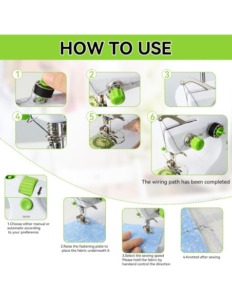 Máquina de Coser Portátil Eléctrica Mini FRJ-01 Doble Velocidad