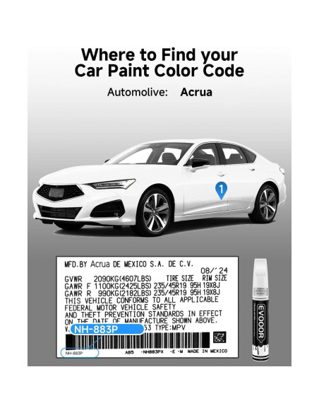 Pintura de Retoque EVOOOR Perla Blanca Platino 11.8 ml