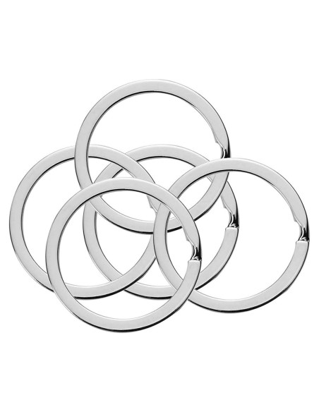 10 Anillos de Llave Planos BigBroo 20mm Metal Plata