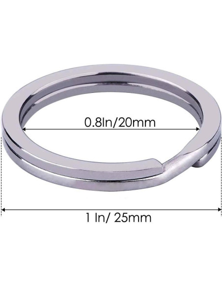 10 Anillos de Llave Planos BigBroo 20mm Metal Plata