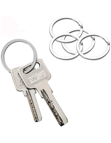 10 Anillos de Llave Planos BigBroo 20mm Metal Plata