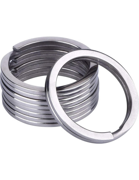 10 Anillos de Llave Planos BigBroo 20mm Metal Plata