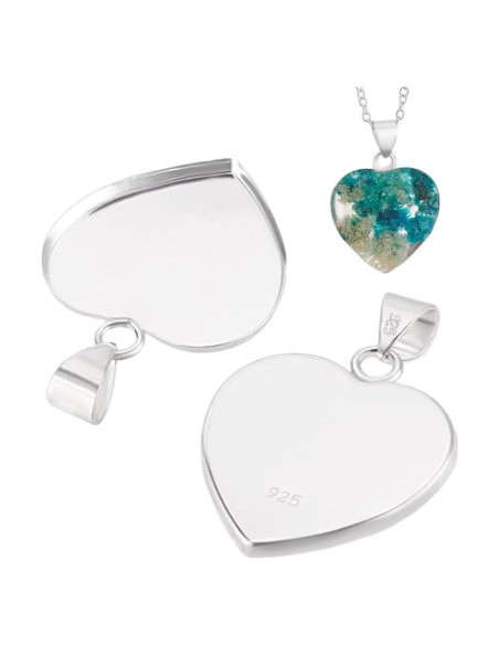 Colgante Corazón 925 Plata Esterlina PH PandaHall 2 Pcs