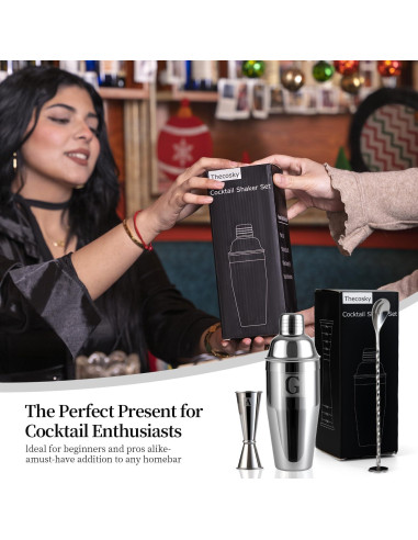 Coctelera de 24oz THECOSKY con Jigger 1/2oz - Acero Inoxidable