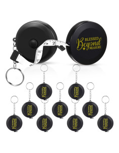 Paquete de 12 llaveros cinta métrica retráctil Tellegloww 150 cm