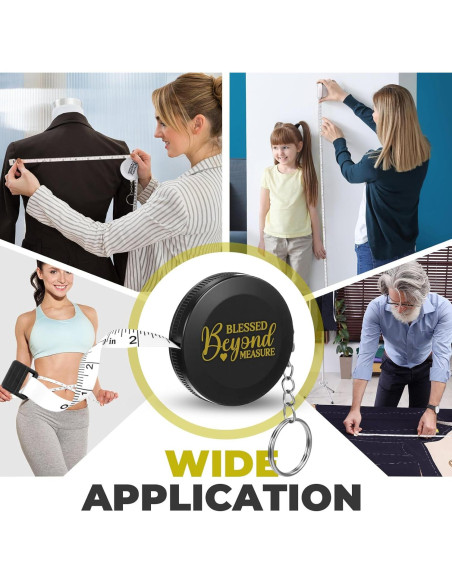 Paquete de 12 llaveros cinta métrica retráctil Tellegloww 150 cm