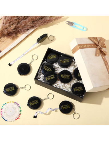 Paquete de 12 llaveros cinta métrica retráctil Tellegloww 150 cm