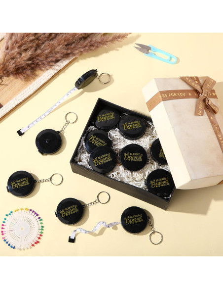 Paquete de 12 llaveros cinta métrica retráctil Tellegloww 150 cm