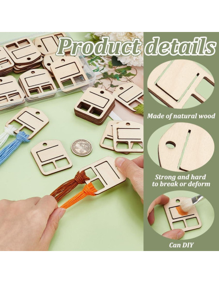 Organizador de Hilo de Madera AHANDMAKER 50pcs 4.95x3.95 cm