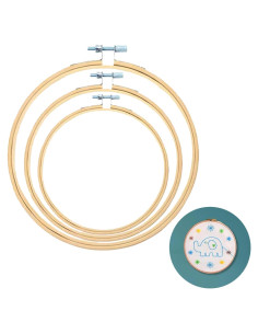 Juego de 4 Aros de Bordado de Madera de Haya 3 a 6 Pulgadas