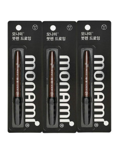 3 Plumas de Caligrafía Monami, Punta de Dibujo Negra, 48g