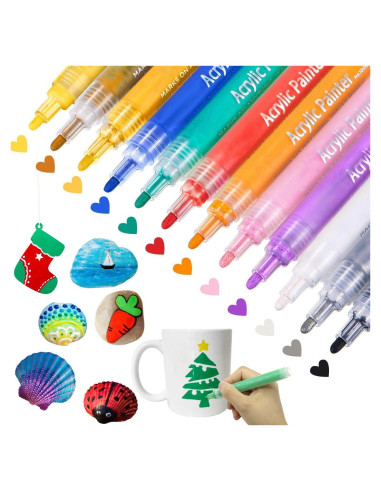 Marcadores de Pintura Acrílica CH HAICHENG 12 Colores 2mm