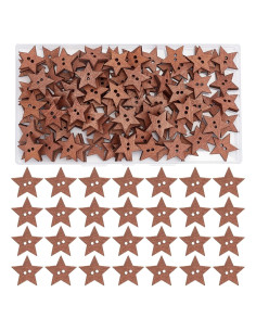 Botones de Estrellas de Madera GORGECRAFT 100 Pcs 1.9cm