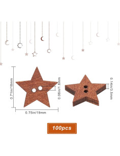 Botones de Estrellas de Madera GORGECRAFT 100 Pcs 1.9cm 2