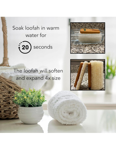 Cabezal de Lufa Natural de Bambú - Paquete de 2, Exfoliante Ecológico