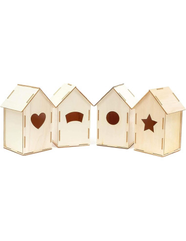 Mini Casitas de Pájaro de Madera Bright Creations - 4 Diseños