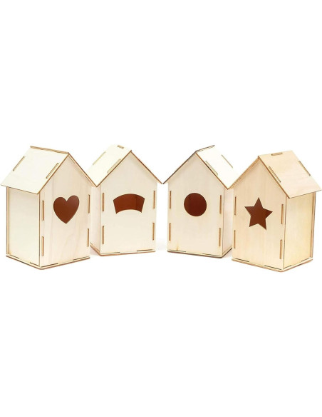 Mini Casitas de Pájaro de Madera Bright Creations - 4 Diseños