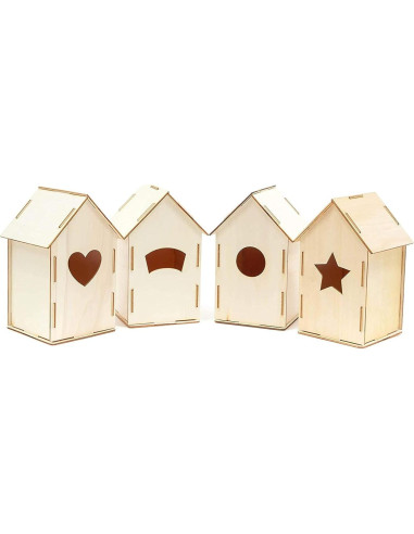 Mini Casitas de Pájaro de Madera Bright Creations - 4 Diseños