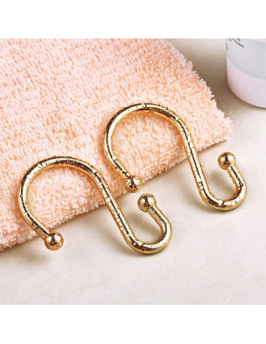 Anillas para Cortinas de Ducha Doradas CHICTIE - Juego de 12 Ganchos de Metal