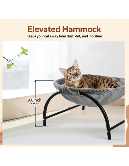 Cama Hamaca Elevada para Gatos LIFLIX Malla Gris 43x43x24 cm