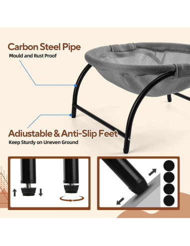 Cama Hamaca Elevada para Gatos LIFLIX Malla Gris 43x43x24 cm