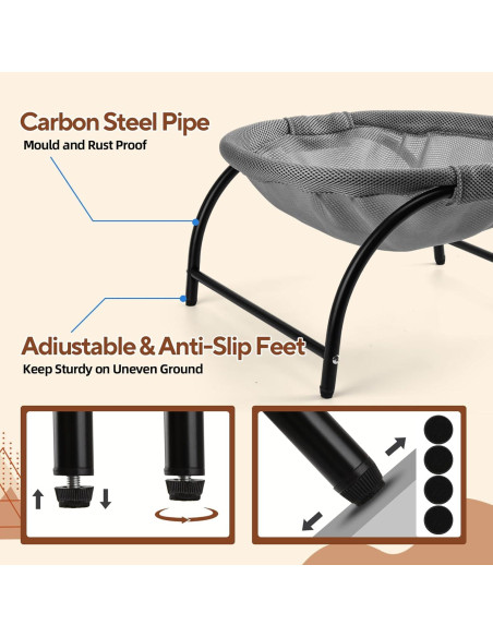 Cama Hamaca Elevada para Gatos LIFLIX Malla Gris 43x43x24 cm