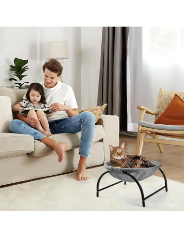 Cama Hamaca Elevada para Gatos LIFLIX Malla Gris 43x43x24 cm