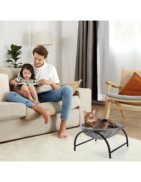 Cama Hamaca Elevada para Gatos LIFLIX Malla Gris 43x43x24 cm