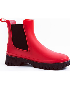 Botas de lluvia cortas para mujer Chelsea impermeables rojas 2