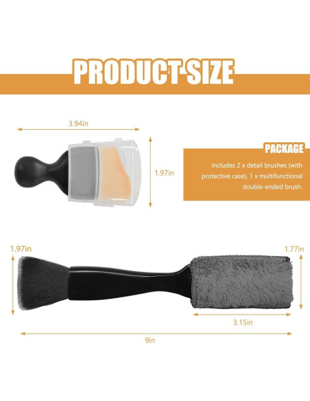 Juego de 3 Cepillos de Detalle MTRPS para Interiores de Autos