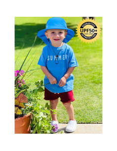 Sombrero de sol para bebé azul con gafas UPF 50+ 3-24 meses 2