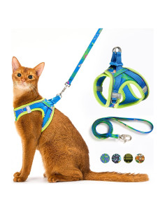 Arnés Ajustable PetThem para Gato Mediano Verde Hawaii