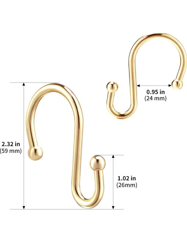 Anillas para Cortinas de Ducha Doradas CHICTIE - Juego de 12 Ganchos de Metal