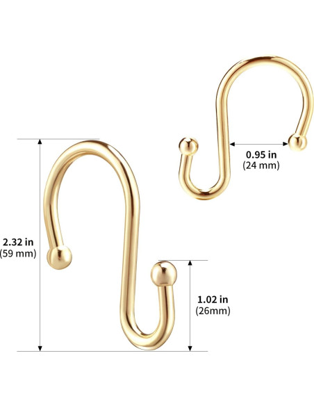 Anillas para Cortinas de Ducha Doradas CHICTIE - Juego de 12 Ganchos de Metal