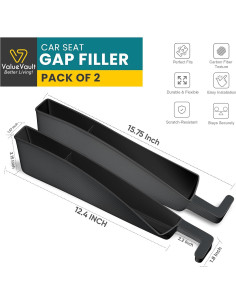 Relleno Espacio Asientos Coche ValueVault SGF-2P Negro 2 Pcs 2