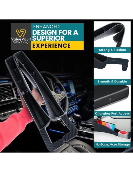 Relleno Espacio Asientos Coche ValueVault SGF-2P Negro 2 Pcs