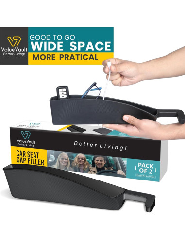 Relleno Espacio Asientos Coche ValueVault SGF-2P Negro 2 Pcs